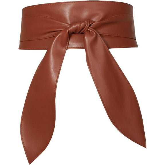 LinYooLi Women's PU Leather Belt Obi Belt Self Tie Bowknot Waistband for Dress
