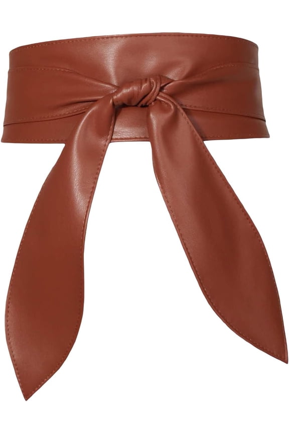Women's PU Leather Belt Obi Belt Self Tie Bowknot Waistband for Dress