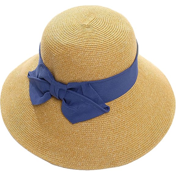 LinYooLi Women's Straw Sun Hats UV Protection Large Wide Brim Summer Beach Hats Foldable Packable Adjustable for Travel