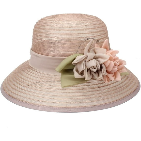 LinYooLi Women's Sun Hat, Summer Travel Hat, Foldable Wide Brimmed Flower Sun Hat