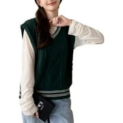 LinYooLi Women's Vintage Aesthetic Sweater Vest Dark Academia Clothing Grunge Y2k Preppy Clothes Korean Streetwear