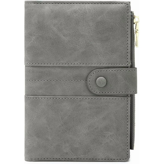 LinYooLi Women's small wallet Leather Bifold RFID blocking Passport Holder with zipper