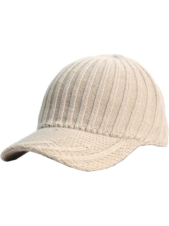 Womens Baseball Beanie Hat Cold Weather Knitted Newsoy Cap Warm Visor Brim Ski Hat Outdoor Winter