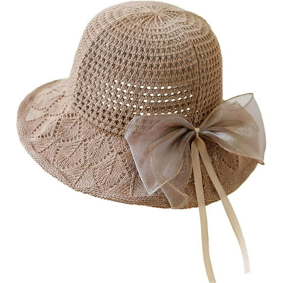LinYooLi Womens Breathable Wide Brim Foldable Sun Protection Bow Bucket Hat Cap