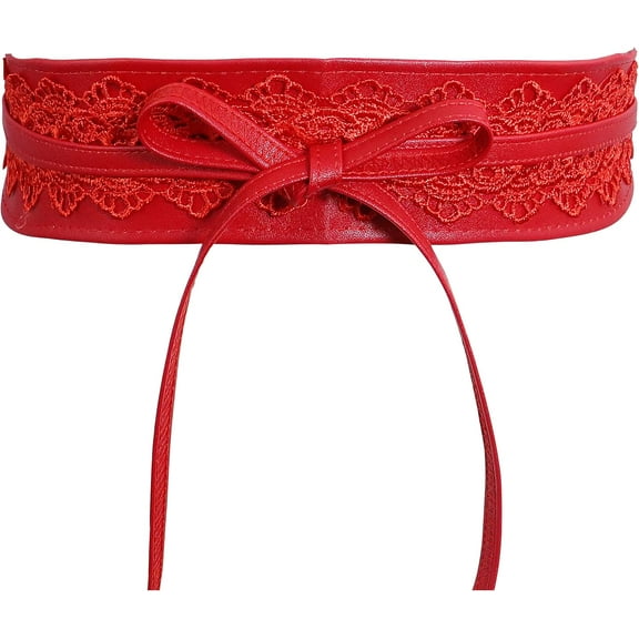 LinYooLi Womens Faux Leather Waist Belt,Self Tie Wrap Belt,Cinch Boho Obi Belt