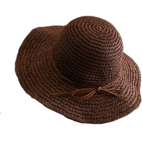 LinYooLi Womens Floppy Straw Hat Wide Brim Foldable Beach Cap Sun Hat for Women UV Protection