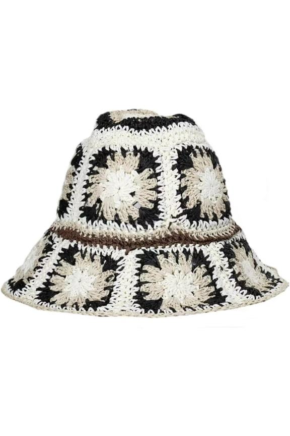 Womens Straw Sun Hat Floral Woven Bucket Hat Y2k Aesthetic Accessories Foldable Floppy Boho Beach Cap Cute Preppy Stuff