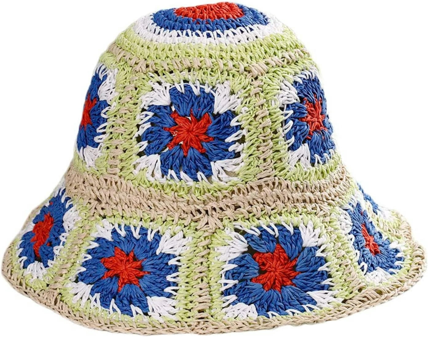 LinYooLi Womens Straw Sun Hat Floral Woven Bucket Hat Y2k  display picture 2