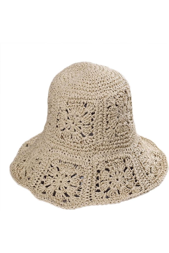 Womens Straw Sun Hat Floral Woven Bucket Hat Y2k Aesthetic Accessories Foldable Floppy Boho Beach Cap Cute Preppy Stuff