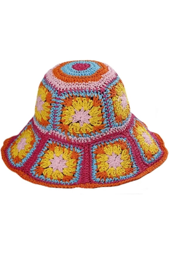 Womens Straw Sun Hat Floral Woven Bucket Hat Y2k Aesthetic Accessories Foldable Floppy Boho Beach Cap Cute Preppy Stuff
