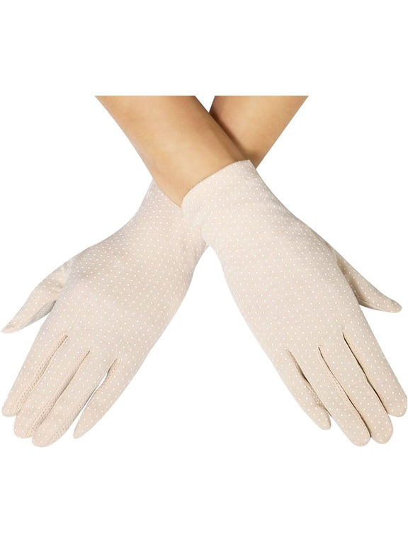 Womens Sunscreen Gloves UV Sun Lightweight Cotton Touch Screen Driving Gloves