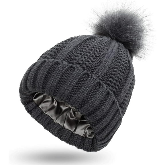 LinYooLi Womens Winter Knitted Beanie Fuzzy Knit Beanie Hat Ribbed Skull Cap Beanie