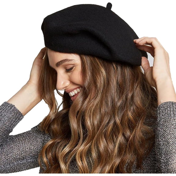 LinYooLi Womens Wool French Beret Chic Solid Beanie Hat Stretchable Classic Beret