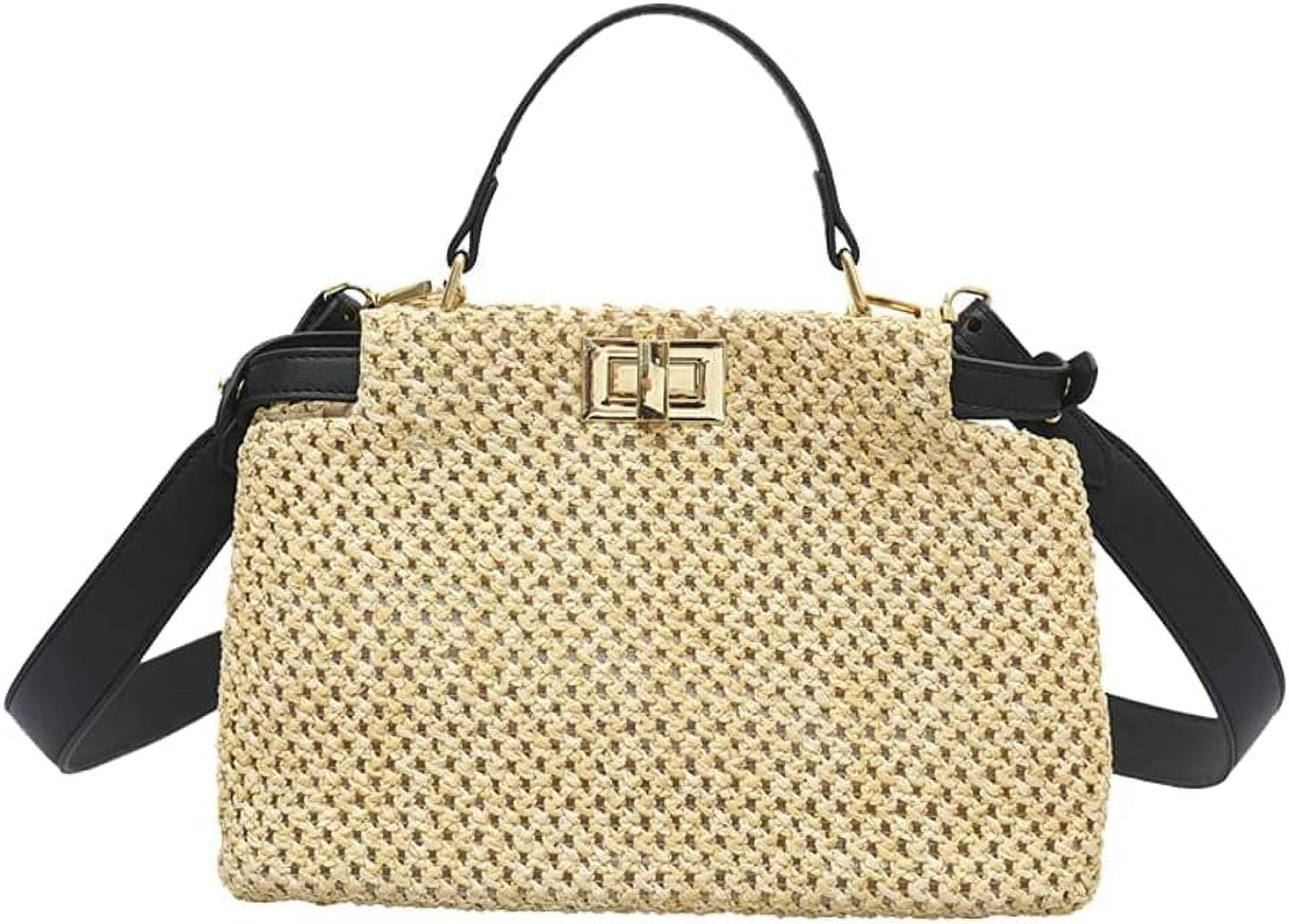 Straw Woven Tote Bag For Women - Mini Summer Beach Bag, Crossbody Shoulder Bag, Clutch Purse