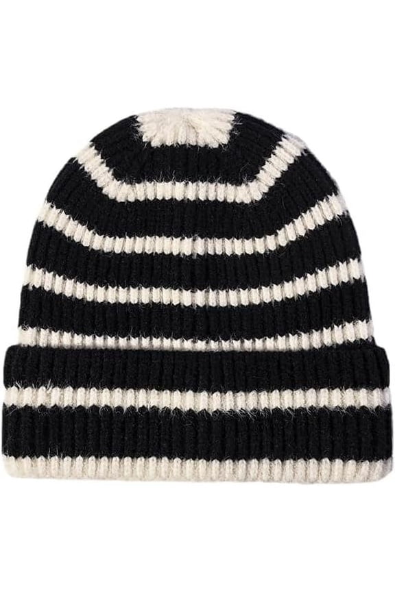 Y2k Beanie for Women Cat Crochet Hats Demon Beanies Stripes Hat Grunge Accessories Emo Slouchy Warm Knitted Hats