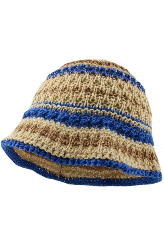 Y2k Beanie for Women Crochet Bucket Hats Men Stripes Beanies Cloche Hat Handmade Warm Knitted Fishing Hats