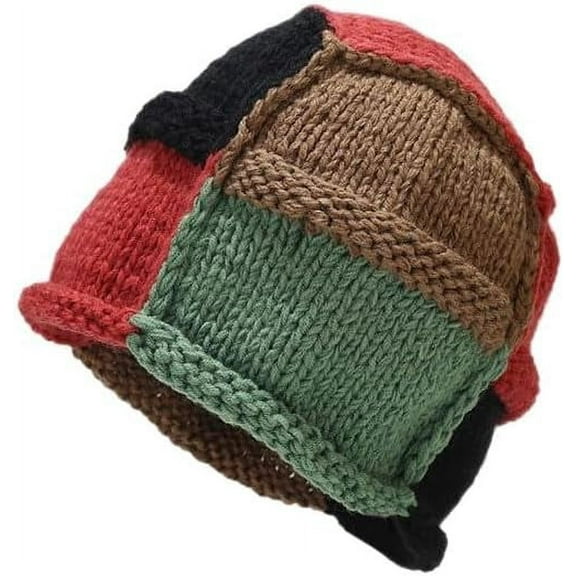 LinYooLi Y2k Beanie for Women Crochet Hats Beanies Color Block Hat Retro Grunge Emo Slouchy Warm Men Knitted Hats