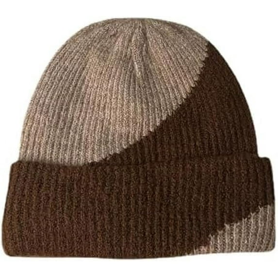 LinYooLi Y2k Beanie for Women Crochet Hats Color Block Beanies Retro Hat Grunge Emo Slouchy Warm Mens Knitted Hats