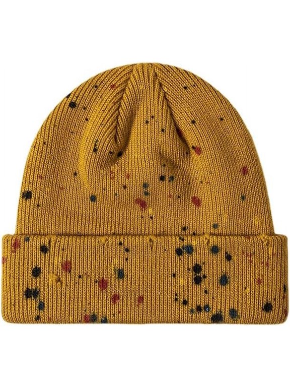 Y2k Beanie for Women Crochet Hats Demon Beanies Color Block Spots Hat Grunge Emo Slouchy Warm Knitted Hats