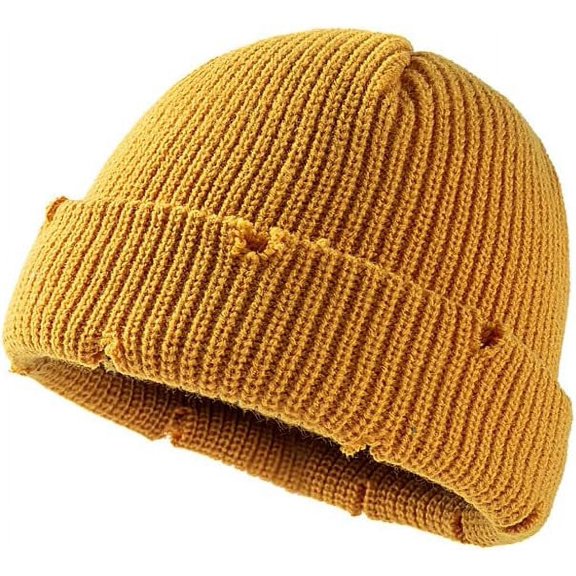 LinYooLi Y2k Beanie for Women Crochet Holes Hats Demon Beanies Hat Grunge Accessories Emo Slouchy Warm Knitted Hats