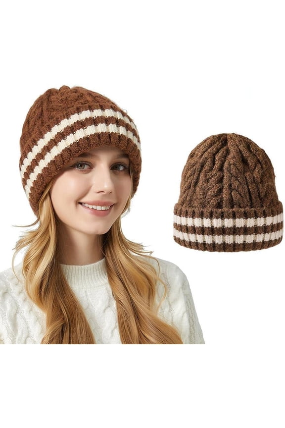 Y2k Crochet Hats for Women Stripes Beanie Blank Beanies Vintage Handmade Hat Men Girl Wool Winter Cap
