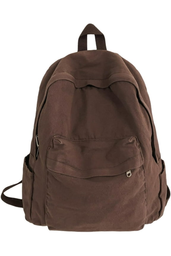 vintage canvas backpack for women men travel backpack solid color simple backpack laptop backpack rucksack (brown)
