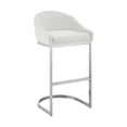thumbnail image 1 of Lina 24 Inch Counter Stool Chair Metal Cantilever Base White Faux Leather, 1 of 9