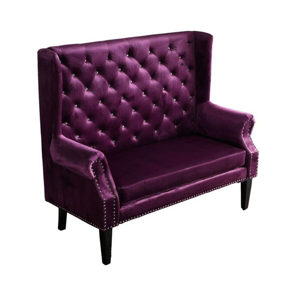 Lina High Back Banquette Bench, Purple