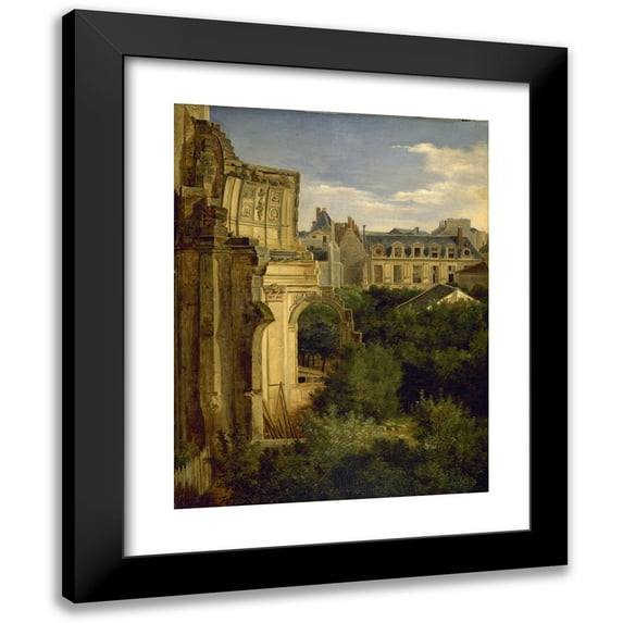 Lina Jaunez 15x18 Black Modern Framed Museum Art Print Titled - Ruins of the Saint-Louis-Du-Louvre Church and Hotel De Longueville (1833)