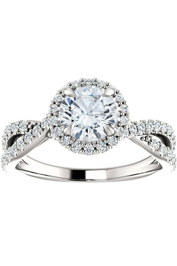 1.2 Ct Round Cut Lab Simulated Diamond Ring - 14K White Gold Plated Gift Ring - Gorgeous Infinity Twisted Design - Daily Wear Diamond Anniversary Gift