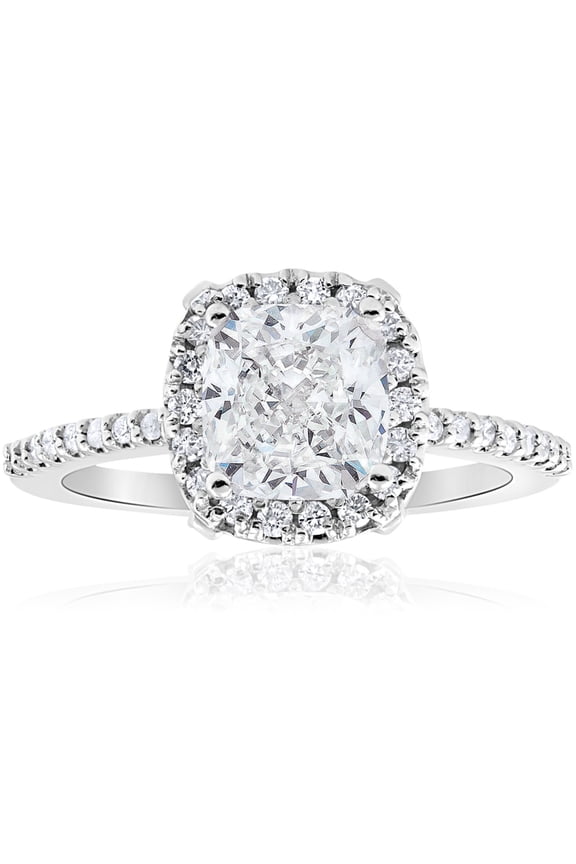 1.3 Ct Cushion Cut VVS1/D Lab Diamond Wedding Ring - Stamped 14K White Gold Plated Ring - Sterling Silver Diamond Anniversary Ring