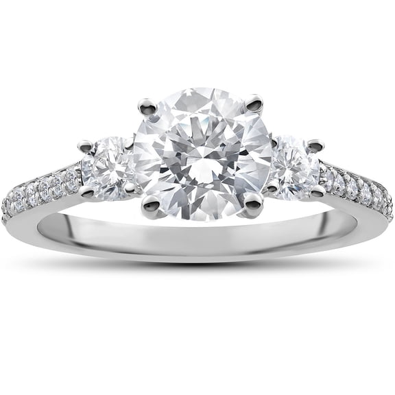 Lina Jewel 1.3 Ct Round Cut Lab Created Simulated Diamond Engagement Ring – Prong Set in 14K White Gold Plated – Gifting Ring for Celebrations – Promise Jewelry