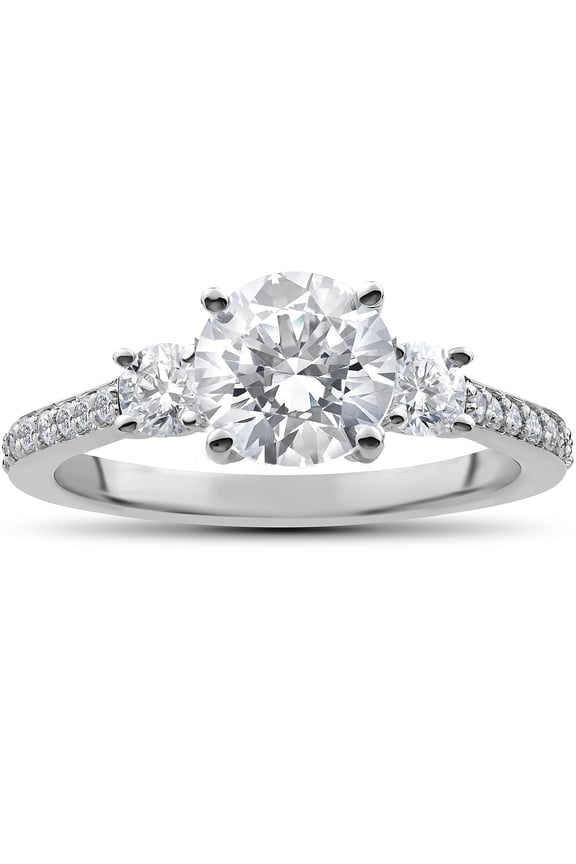 1.3 Ct Round Cut Lab Created Simulated Diamond Engagement Ring – Prong Set in 14K White Gold Plated – Gifting Ring for Celebrations – Promise Jewelry