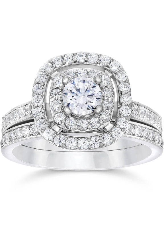 1.4 Ct Round Cut Lab Created Diamond Ring - 14K White Gold Plated Emerald Wedding Jewelry - Bridal Anniversary Rings - Forever Diamond Rings