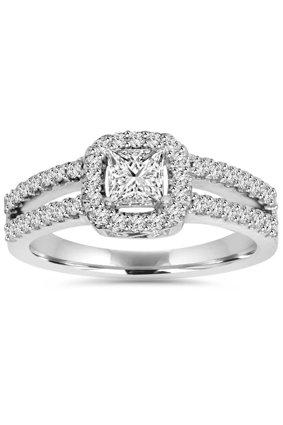 1.5 Ct Princess Cut Lab Created Diamond Ring for Women - Stamped 14K White Gold Plated Anniversary Band - Gift for Wife - Double Band Diamond Jewelry Ring
