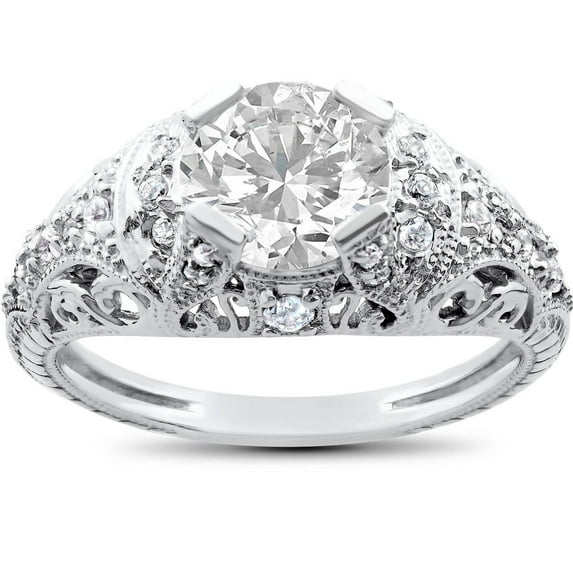 Lina Jewel 1.5 Ct Round Cut White Diamond Rings - 14K White Gold Plated Women's Ring - Wedding Sets Jewellery Diamond Rings - Bridesmaid Silver Wedding Jewellery