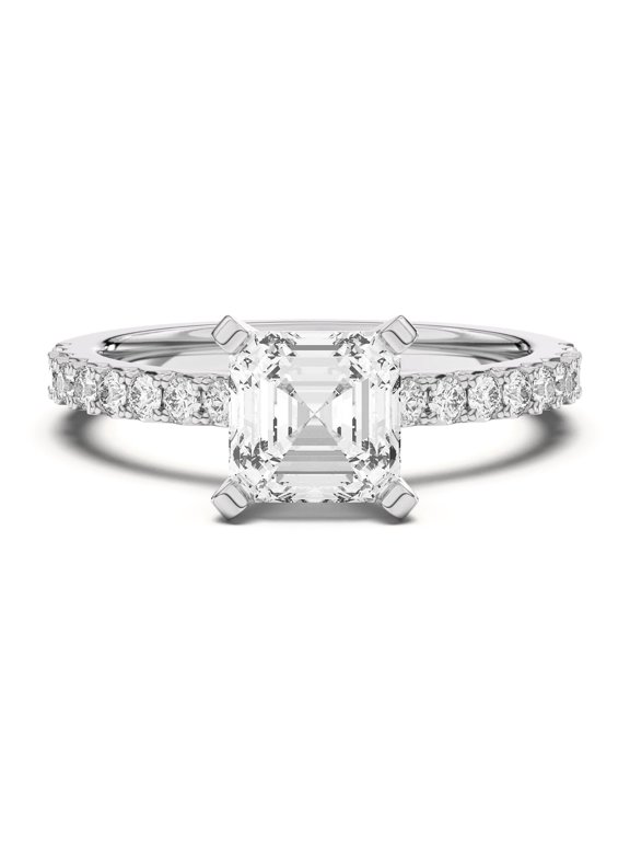 1.7 Ct Asscher Cut Lab-Created Simulated Diamond Solitaire Engagement Ring 14K White Gold Plated Band for Her