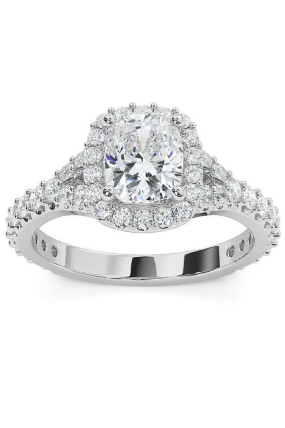 1.7 Ct Cushion Cut Lab Created Diamond Prong Set Ring – 14K White Gold Plated – Wedding Jewelry Silver Sets on Clearance – Bridesmaids Gift Idea