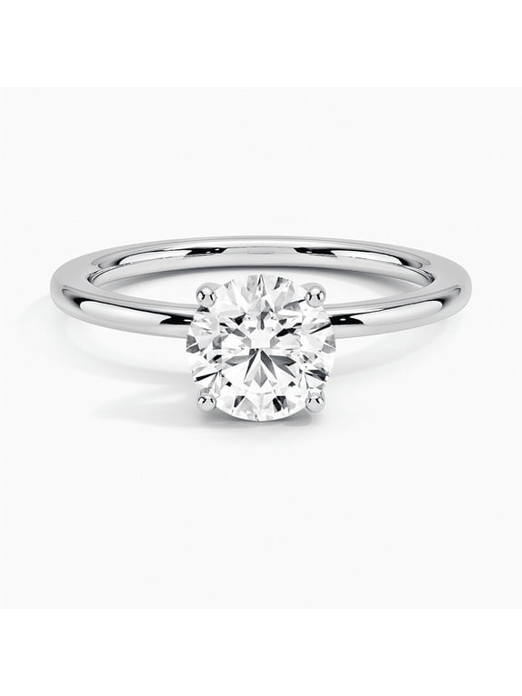 1.7 Ct Round Cut Brilliant Lab-Created Simulated Diamond Solitaire Engagement Ring, 14K White Gold Plated Wedding Ring, Proposal Gift