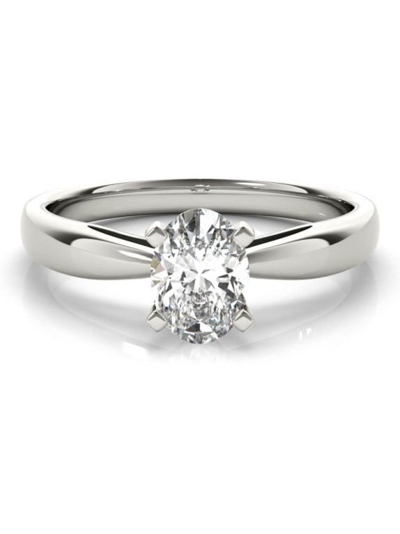 1.81 Ct Oval Cut Diamond Solitaire Ring for Her - Engagement Wedding Ring for Women - Simple Solo Diamond Ring in 14K White Gold Plated - Lab-Created Simulated Diamond with Prong Setting