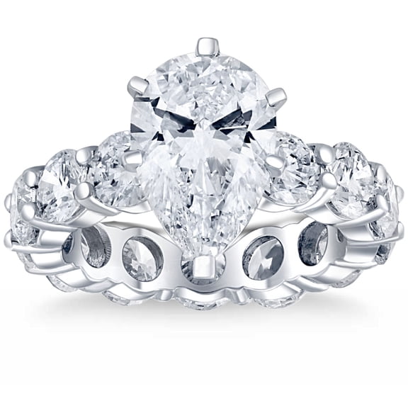 Lina Jewel 1.9 Ct Pear Cut Simulated Diamond Ring – 14K White Gold Plated – Silver Special Occasion Ring – Birthday and New Year Gift for Her