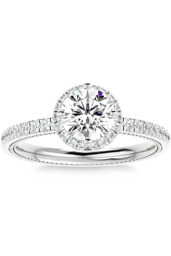 1.9 Ct Round Cut Lab Created Wedding Ring - 14K White Gold Plated Engagement Jewelry - 60th Anniversary Diamond Gift for Women's