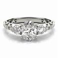 Filigree Rings Gold Plated Lina Jewel 1.92 Ct Oval Cut 3-Stone Lab-Created Simulated Diamond Ring ...