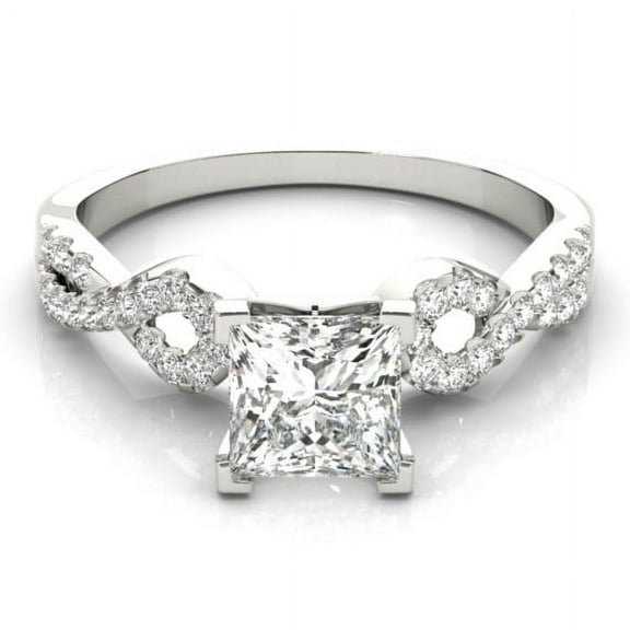 Lina Jewel 1.92 Ct Princess Cut Diamond Eternity Infinity Twisted Criss Cross Ring for Her - Elegant Engagement Wedding Diamond Jewelry for Women's - 14K White Gold Plated - Perfect Gift for Her