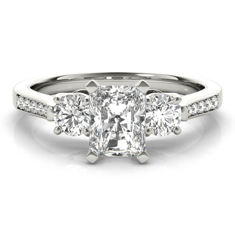 Filigree Rings Gold Plated Lina Jewel 1.92 Ct Radiant Cut 3-Stone Lab-Created Simulated Diamond ...