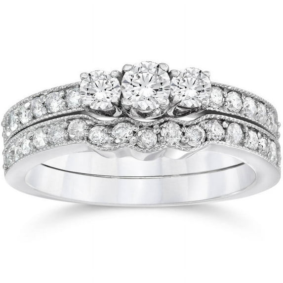 Lina Jewel 1 Ct Round Cut Diamond Ring – Lab Created Stone in 14K White Gold Plated – Prong Set Engagement Ring – Ideal Gift for Proposal or Anniversary