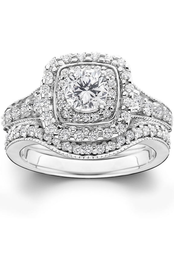 1 Ct Round Cut Lab Created Simulated Diamond Ring – Gorgeous Prong Setting in 14K White Gold Plated – Women’s Engagement Ring – Gift for Birthdays and Anniversaries