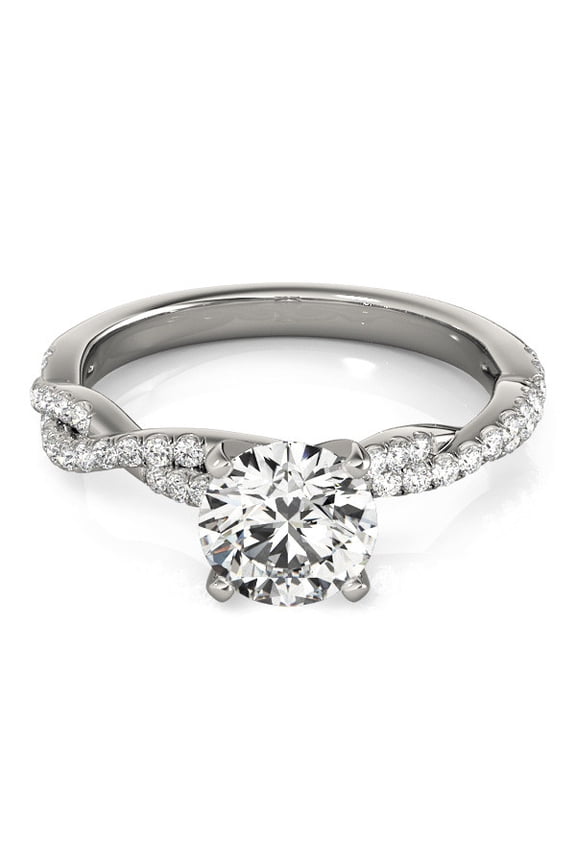 14K White Gold Plated 1.81 Ct Round Cut Diamond Solitaire with Accent Ring - Infinity Twisted Cross Over Shank Engagement Ring - Beautiful Wedding Ring - Perfect Proposal Jewelry