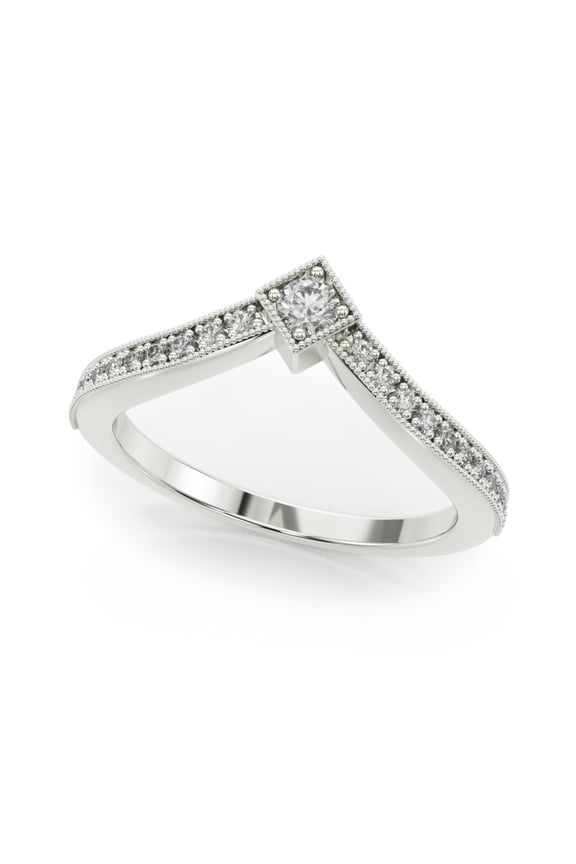 14K White Gold Plated 1.92 Ct Diamond V Shape Milgrain Engagement Ring - Simple Wedding Diamond Ring for Women - Lab-Created Simulated Diamond - Prong Setting - Gift for Anniversaries