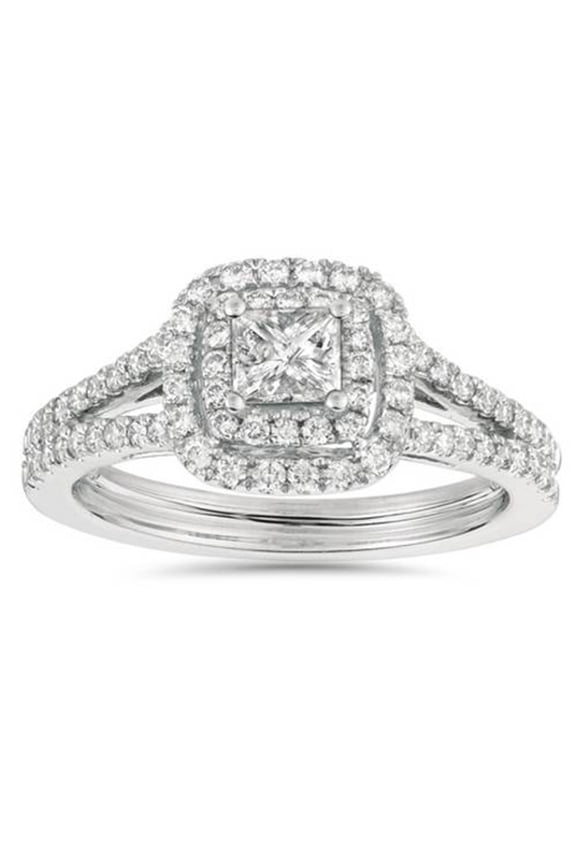 14K White Gold Plated Asscher Cut 2 Ct Lab Created Diamond Wedding Rings for Women's - Diamond Wedding Anniversary Rings - Split Shank Engagement Ring - Birthday Gifts